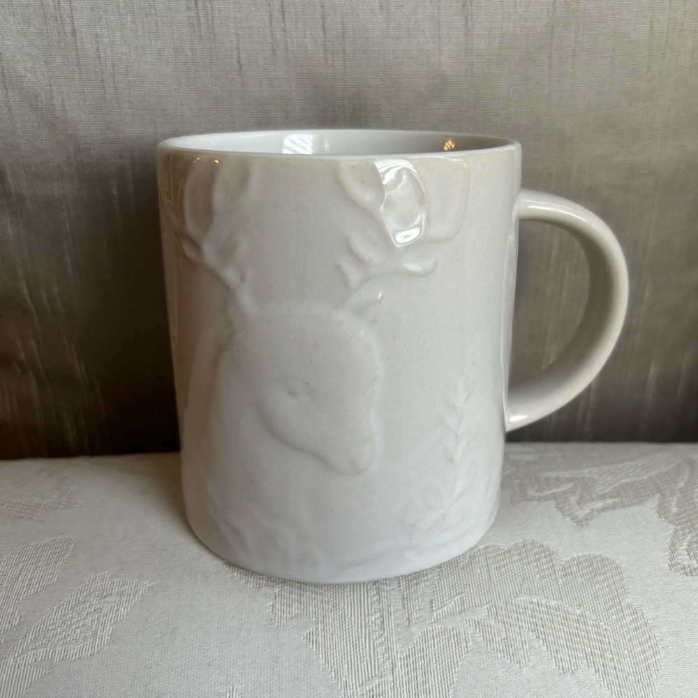 Life at Home 3D White Embossed Reindeer Stoneware Mug (💸 2 for $20 Mugs!)